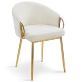 Lot de 8 chaises Chantil arrondies matelassées en métal doré et tissu beige