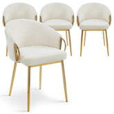 Lot de 4 chaises matelassées Chantil avec pieds en métal doré et tissu beige