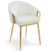 Lot de 8 chaises matelassées Chantil en métal doré et velours beige