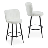 Lot de 2 chaises de bar Colnan au dossier incurvé en tissu bouclette crème