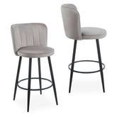 Lot de 2 chaises de bar Colnan au dossier incurvé en velours taupe grisé