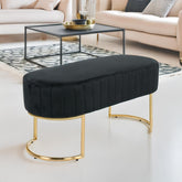 Banquette matelassée Celzas pieds métal doré et velours noir