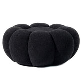 Pouf fleur Basha tissu bouclette noir