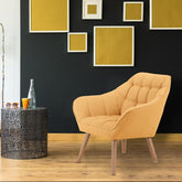 Fauteuil en tissu Anatan scandinave jaune