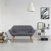 Canapé scandinave 2 places Anatan tissu gris clair