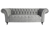 Canapé Chesterfield 3 places Queen Velours Argent