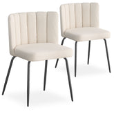 Lot de 2 chaises design Sabine Tissu Bouclette Crème