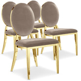 Lot de 4 chaises médaillon Sofia Pieds Or Velours Taupe