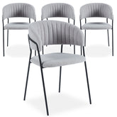 Lot de 4 chaises métal Azia en tissu bouclette gris noir