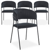 Lot de 4 chaises en velours noir Azia avec structure en métal noir