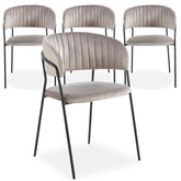 Lot de 4 chaises en velours taupe Azia avec structure en métal noir