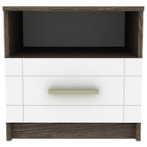 Table de chevet 1 tiroir Tenessil Chêne foncé et Blanc