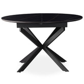 Table à rallonge Brigine 160cm avec pieds étoile et plateau en céramique noire