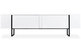 Meuble TV avec 2 portes Biwa 180 cm blanc et métal noir