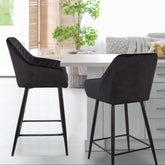 Lot de 2 chaises de bar en velours Ayda noir