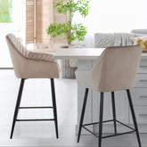 Lot de 2 chaises de bar velours taupe Ayda