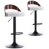 Lot de 2 chaises de bar Yoggi Bois foncé et Tissu bouclette Crème