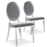 Lot de 2 chaises Sofia velours argent