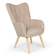Fauteuil scandinave en tissu beige avec dossier haut