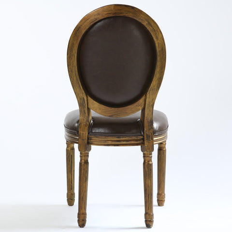 La chaise médaillon Louis XVI Simili (P.U) marron et bois patiné or vue de dos