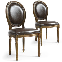 Lot de 20 chaises médaillon en simili marron avec structure en bois patiné or