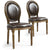Lot de 20 chaises médaillon en simili marron avec structure en bois patiné or