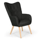 Fauteuil scandinave en tissu noir avec dossier capitonné