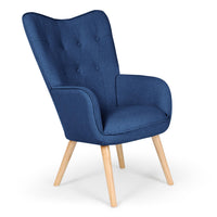 Fauteuil scandinave en tissu bleu