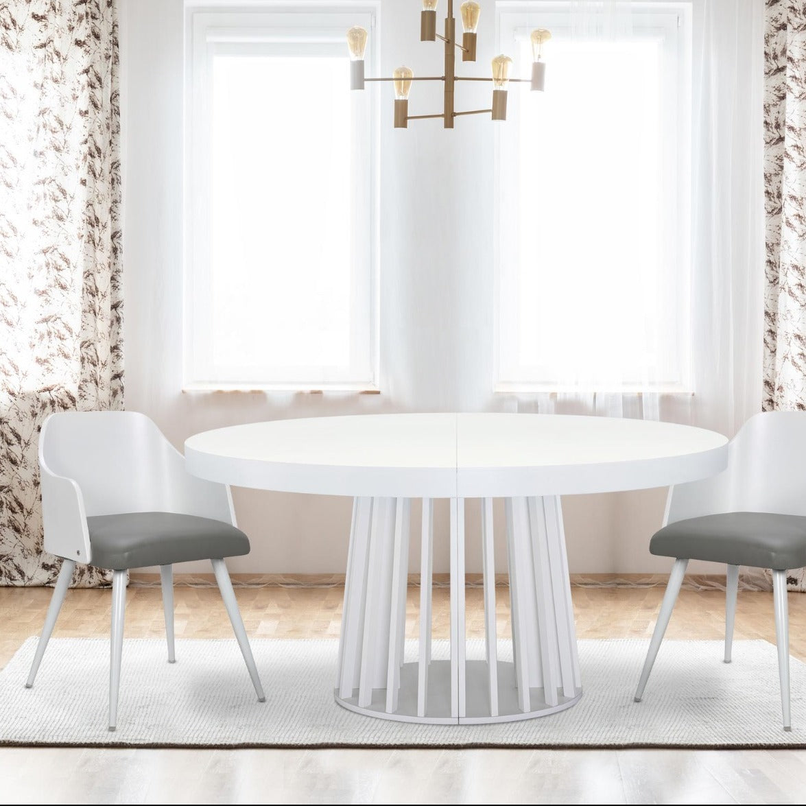 Lot de 2 chaises scandinaves Persane Bois Blanc et Simili Gris
