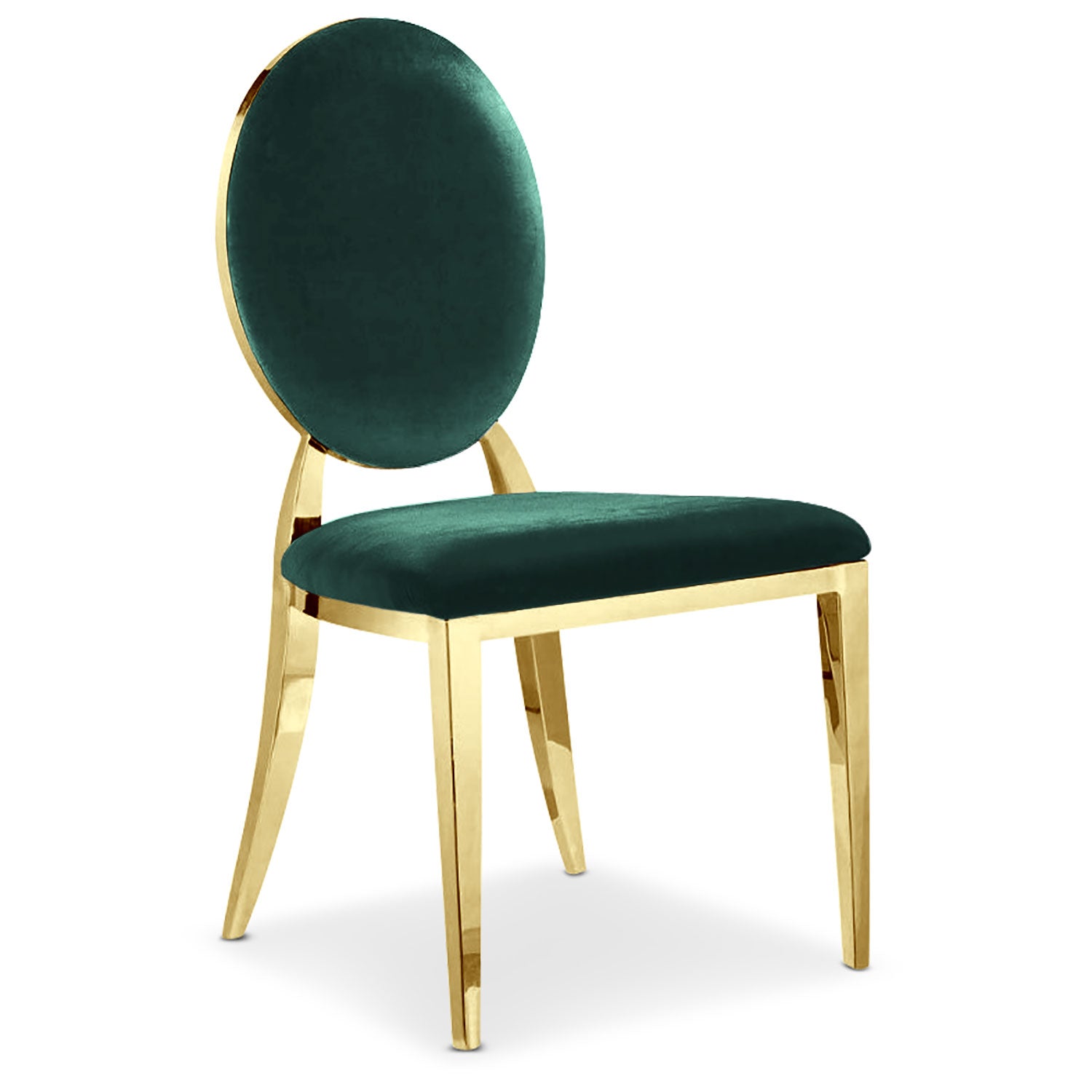 Lot de 4 chaises médaillon Sofia Pieds Or Velours Vert