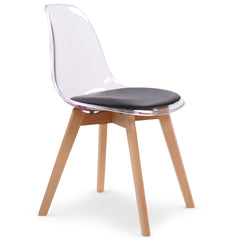 La chaise scandinave transparente avec coussin noir Bovary Plexi