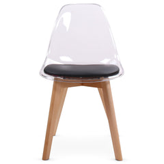 La chaise scandinave avec coussin noir Bovary Plexi transparent