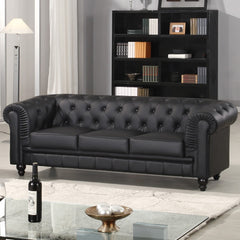 Le canapé Chesterfield capitonné 3 places original noir