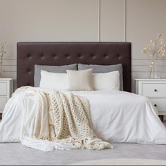 Tête de lit 180 cm marron capitonnée