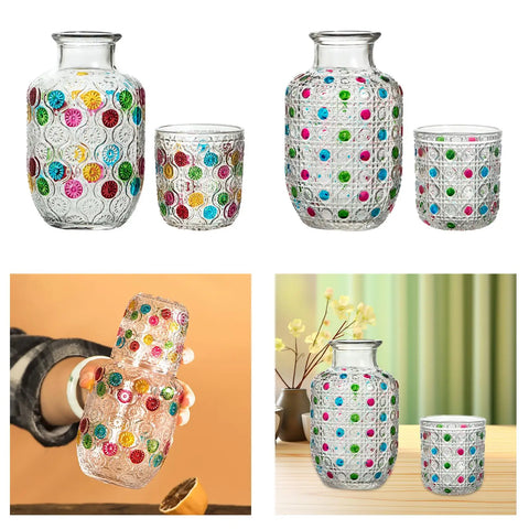 Pichet en verre pour table de nuit, carafe à eau de chevet et ensemble de verres, gobelet en verre pour chambre à coucher, seau de nuit, dessus de couchage de mariage, cadeau