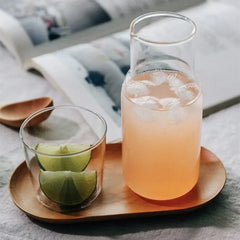Bouteille d'eau en verre avec tasse en verre, Carafe de chevet, Carafe d'eau de nuit avec gobelet, verres, flacon, Pot pour thé au lait