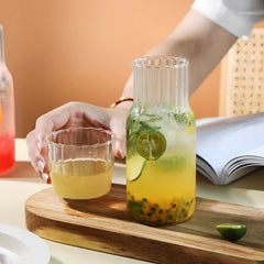 Ensemble bouilloire en verre et verre, bouche en forme de V, degré de chaleur, chambre à coucher, table de chevet, bouteille d'eau, lait, jus, thé, clics, 500 ml, 600ml