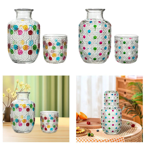 Pichet en verre pour table de nuit, carafe à eau de chevet et ensemble de verres, gobelet en verre pour chambre à coucher, seau de nuit, dessus de couchage de mariage, cadeau
