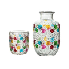 Pichet en verre pour table de nuit, carafe à eau de chevet et ensemble de verres, gobelet en verre pour chambre à coucher, seau de nuit, dessus de couchage de mariage, cadeau