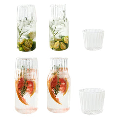 Bouteille d'eau en verre avec ensemble de gobelets en verre, Carafe de chevet avec gobelet, verres, pichet pour boissons au lait, thé