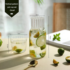 Bouteille d'eau en verre avec ensemble de gobelets en verre, Carafe de chevet avec gobelet, verres, pichet pour boissons au lait, thé