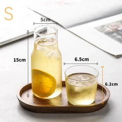 Bouteille d'eau en verre avec ensemble de gobelets en verre, Carafe de chevet avec gobelet, verres, pichet pour boissons au lait, thé