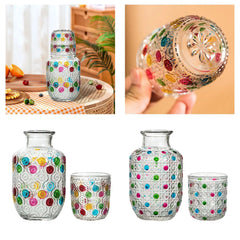 Pichet en verre pour table de nuit, carafe à eau de chevet et ensemble de verres, gobelet en verre pour chambre à coucher, seau de nuit, dessus de couchage de mariage, cadeau