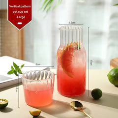 Bouteille d'eau en verre avec ensemble de gobelets en verre, Carafe de chevet avec gobelet, verres, pichet pour boissons au lait, thé
