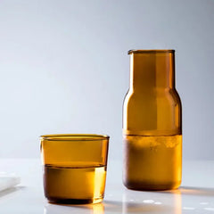 Bouteille d'eau en verre avec tasse en verre, Carafe de chevet, Carafe d'eau de nuit avec gobelet, verres, flacon, Pot pour thé au lait