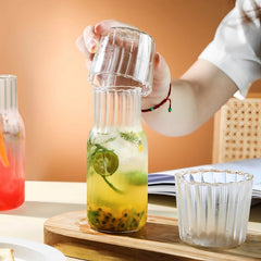 Ensemble bouilloire en verre et verre, bouche en forme de V, degré de chaleur, chambre à coucher, table de chevet, bouteille d'eau, lait, jus, thé, clics, 500 ml, 600ml