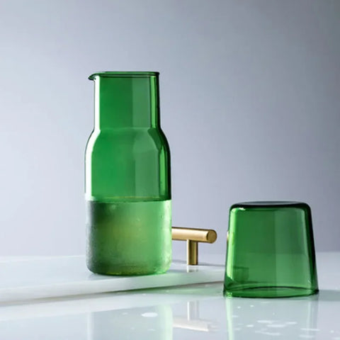 Bouteille d'eau en verre avec tasse en verre, Carafe de chevet, Carafe d'eau de nuit avec gobelet, verres, flacon, Pot pour thé au lait