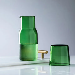 Bouteille d'eau en verre avec tasse en verre, Carafe de chevet, Carafe d'eau de nuit avec gobelet, verres, flacon, Pot pour thé au lait