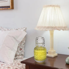 Carafe de chevet et ensemble de gobelets en verre d'eau, pichet d'eau en verre Vintage avec ensemble de tasses pour chambre à coucher, motifs en Relief rétro