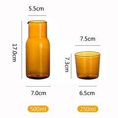 Bouteille d'eau en verre avec tasse en verre, Carafe de chevet, Carafe d'eau de nuit avec gobelet, verres, flacon, Pot pour thé au lait